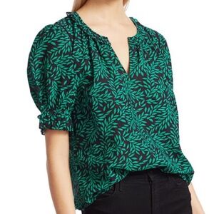 Joie Arlinda Leaf Print Puff Sleeve Blouse